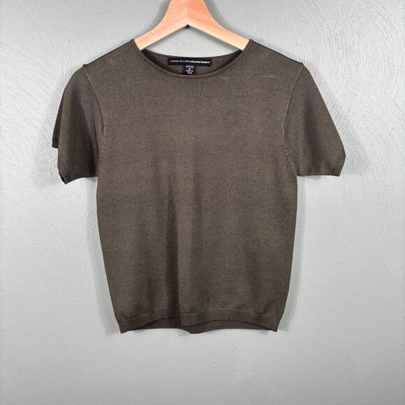 Linda Allard Ellen Tracy Women's Medium Petite Silk Stretch Casual Shirt Tops - Picture 9 of 9